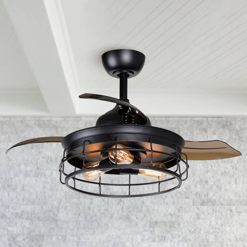 Williston Ventilateur de plafond à pales rétractables 4 pales Petra avec commande murale